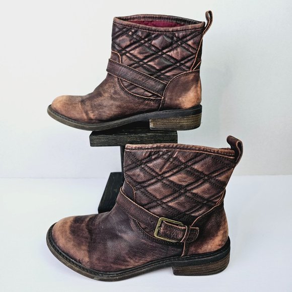 LUCKY BRAND Nordic Quilted Distressed Leather Boots Booties - Size 7M - Picture 4 of 10